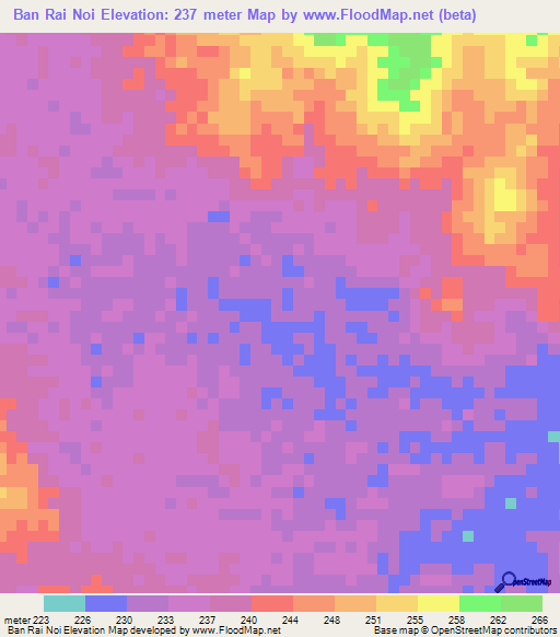 Ban Rai Noi,Thailand Elevation Map