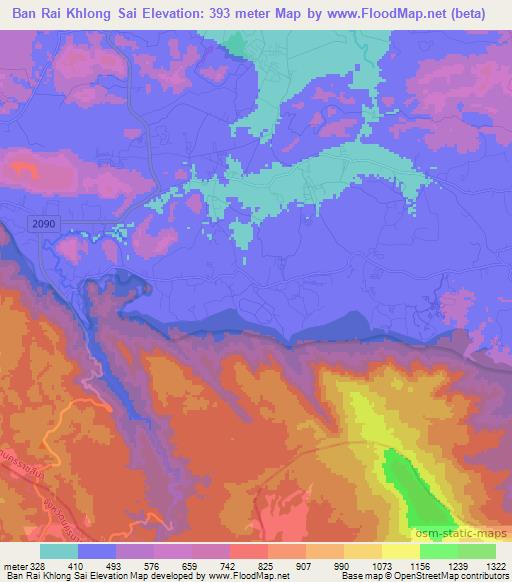 Ban Rai Khlong Sai,Thailand Elevation Map