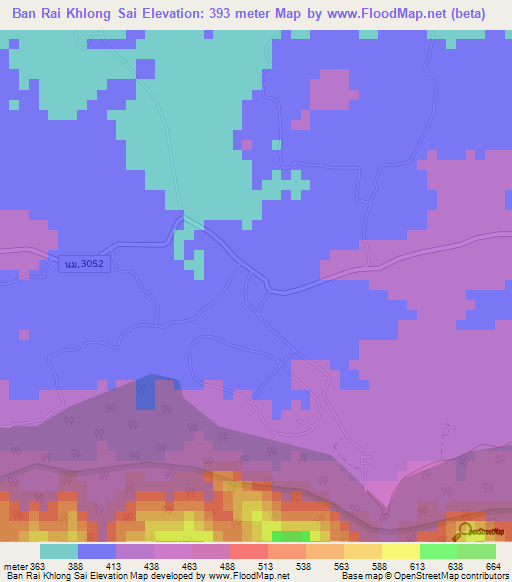 Ban Rai Khlong Sai,Thailand Elevation Map