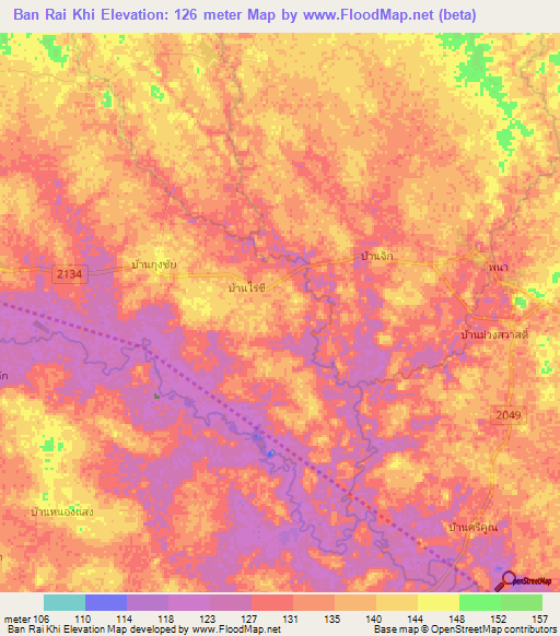 Ban Rai Khi,Thailand Elevation Map