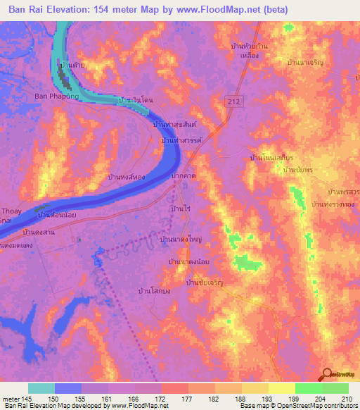 Ban Rai,Thailand Elevation Map