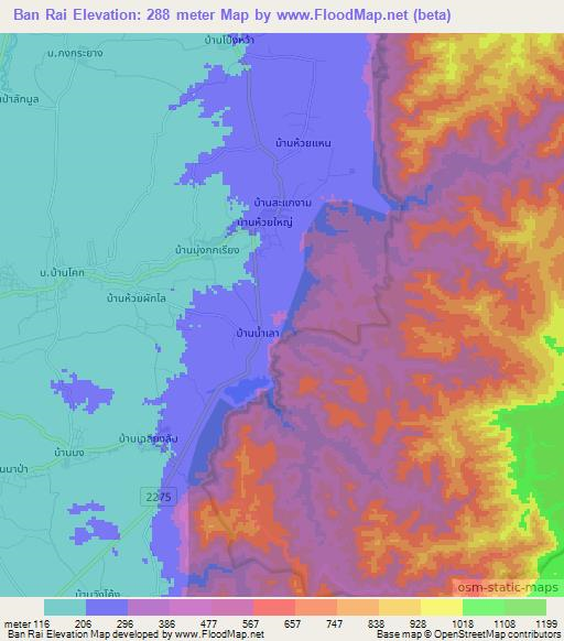 Ban Rai,Thailand Elevation Map