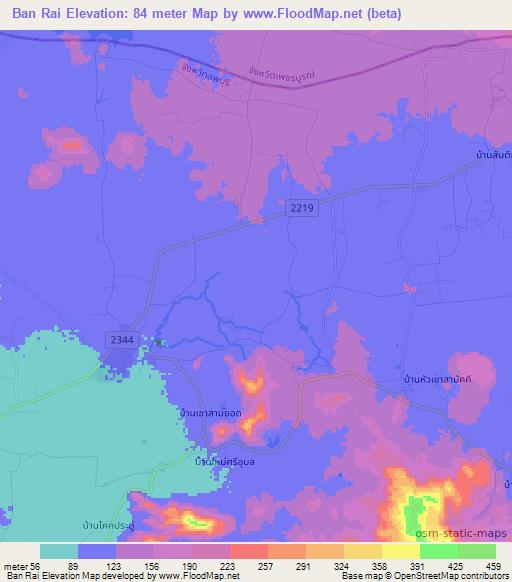 Ban Rai,Thailand Elevation Map