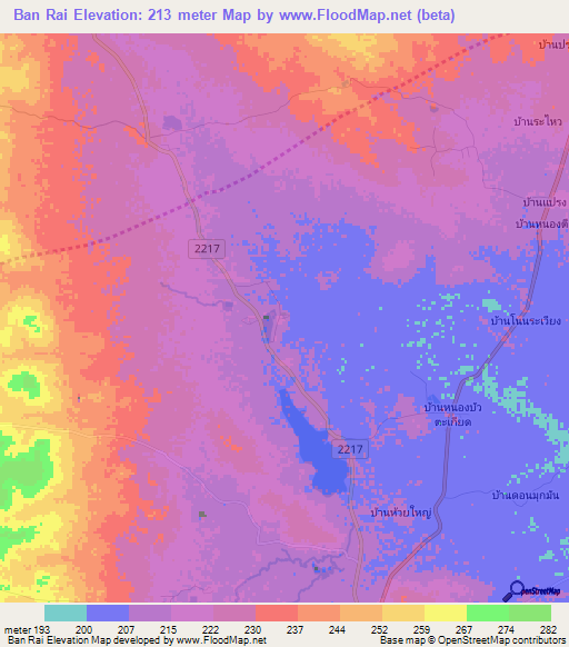 Ban Rai,Thailand Elevation Map