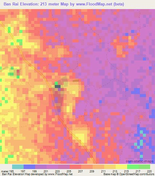 Ban Rai,Thailand Elevation Map