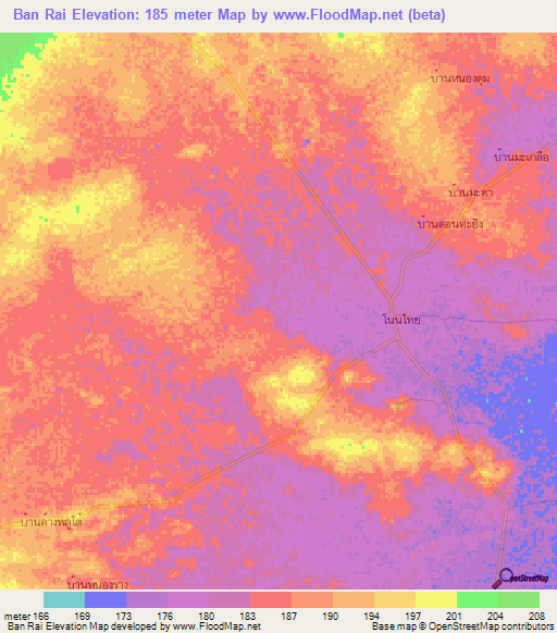 Ban Rai,Thailand Elevation Map