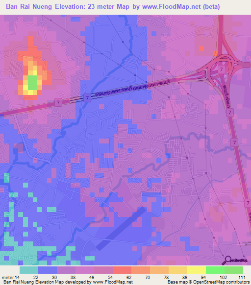 Ban Rai Nueng,Thailand Elevation Map