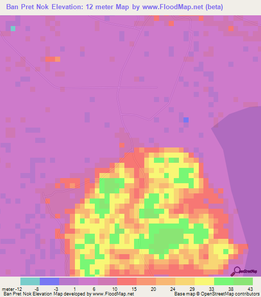 Ban Pret Nok,Thailand Elevation Map