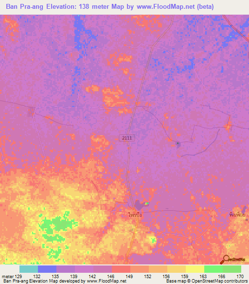 Ban Pra-ang,Thailand Elevation Map