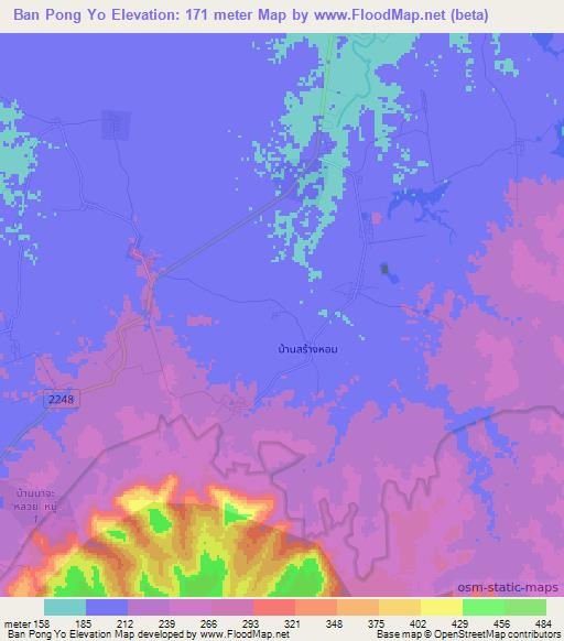 Ban Pong Yo,Thailand Elevation Map