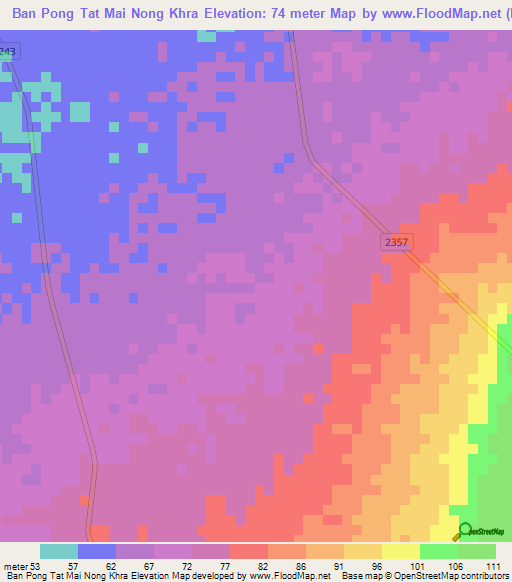 Ban Pong Tat Mai Nong Khra,Thailand Elevation Map
