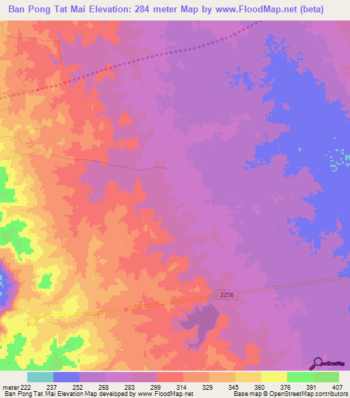 Ban Pong Tat Mai,Thailand Elevation Map