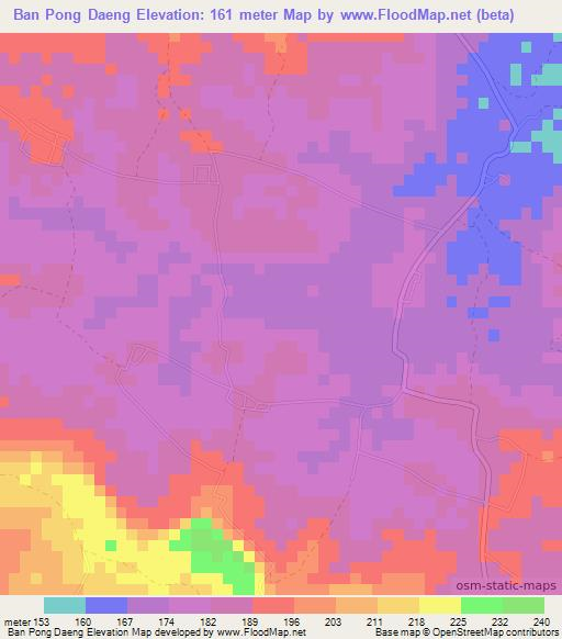 Ban Pong Daeng,Thailand Elevation Map