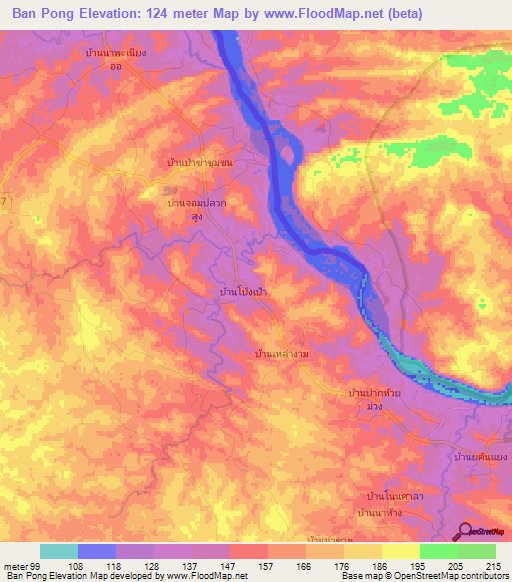 Ban Pong,Thailand Elevation Map