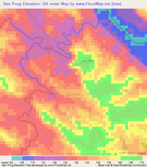Ban Pong,Thailand Elevation Map