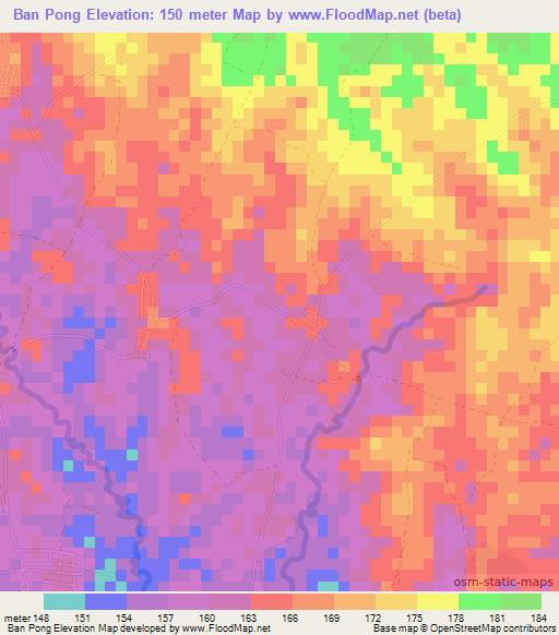 Ban Pong,Thailand Elevation Map