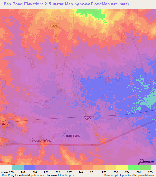 Ban Pong,Thailand Elevation Map