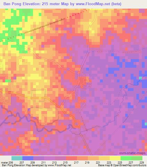 Ban Pong,Thailand Elevation Map