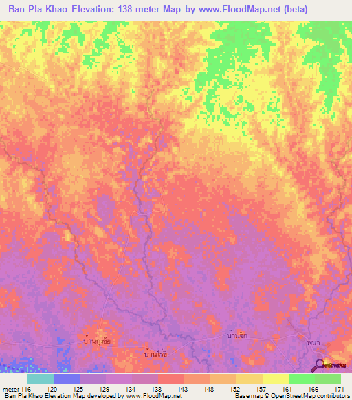 Ban Pla Khao,Thailand Elevation Map