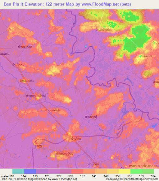 Ban Pla It,Thailand Elevation Map