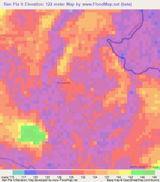Ban Pla It,Thailand Elevation Map