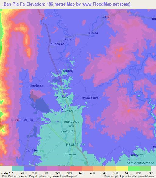 Ban Pla Fa,Thailand Elevation Map