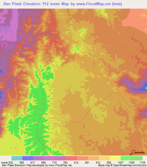Ban Plaek,Thailand Elevation Map