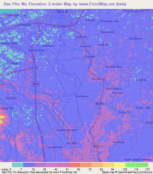 Ban Pitu Mu,Thailand Elevation Map