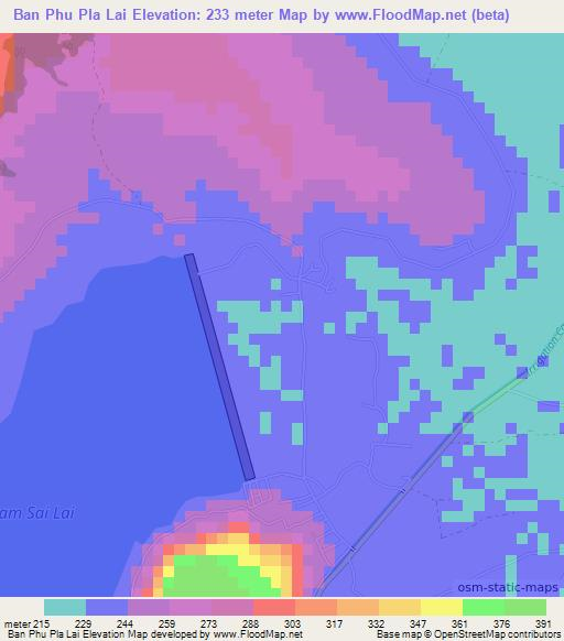 Ban Phu Pla Lai,Thailand Elevation Map