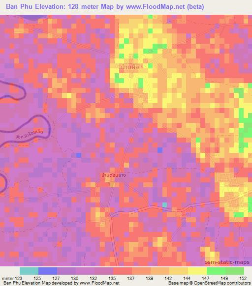 Ban Phu,Thailand Elevation Map