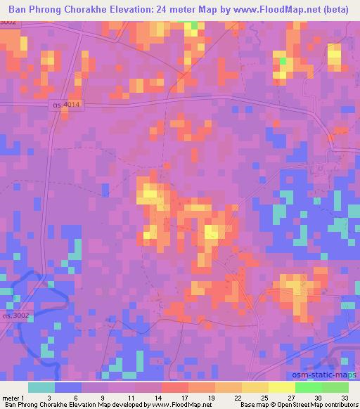 Ban Phrong Chorakhe,Thailand Elevation Map
