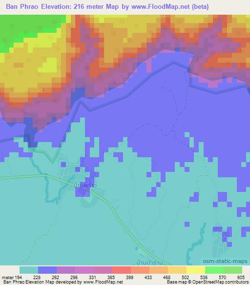 Ban Phrao,Thailand Elevation Map