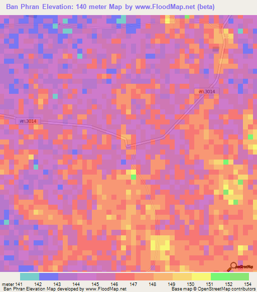 Ban Phran,Thailand Elevation Map
