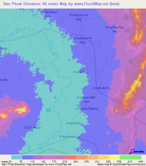 Ban Phrak,Thailand Elevation Map