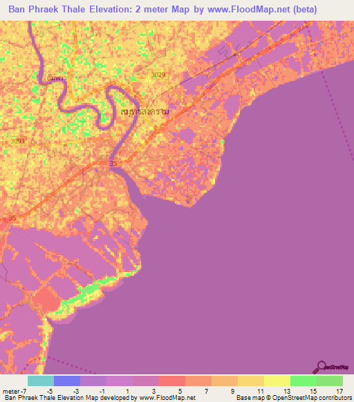 Ban Phraek Thale,Thailand Elevation Map