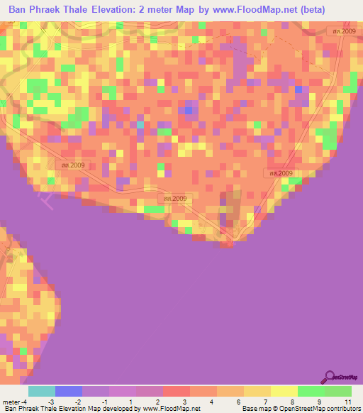 Ban Phraek Thale,Thailand Elevation Map