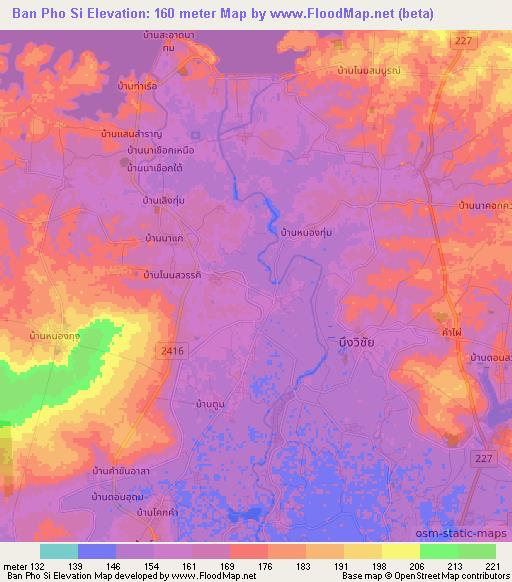 Ban Pho Si,Thailand Elevation Map