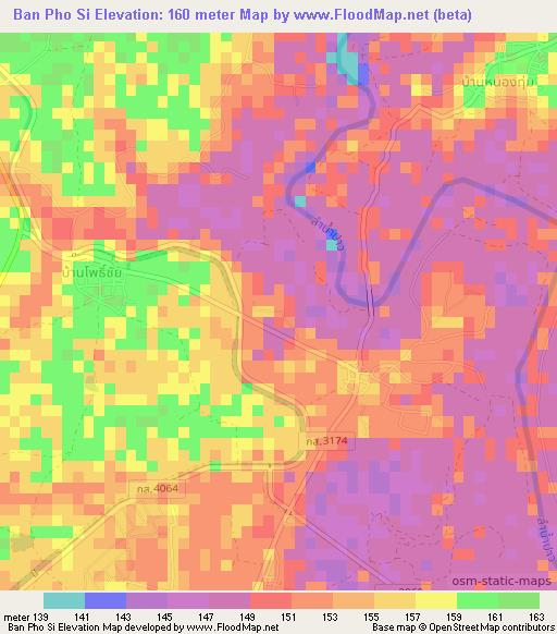 Ban Pho Si,Thailand Elevation Map