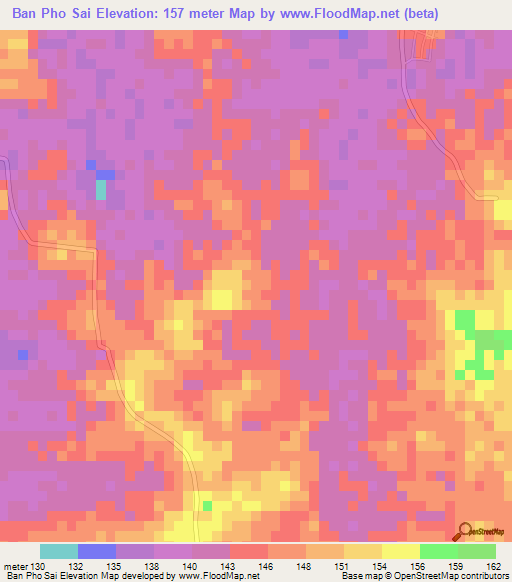 Ban Pho Sai,Thailand Elevation Map