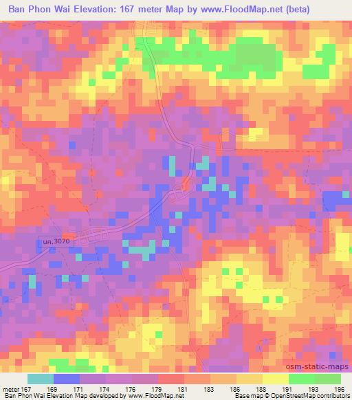 Ban Phon Wai,Thailand Elevation Map