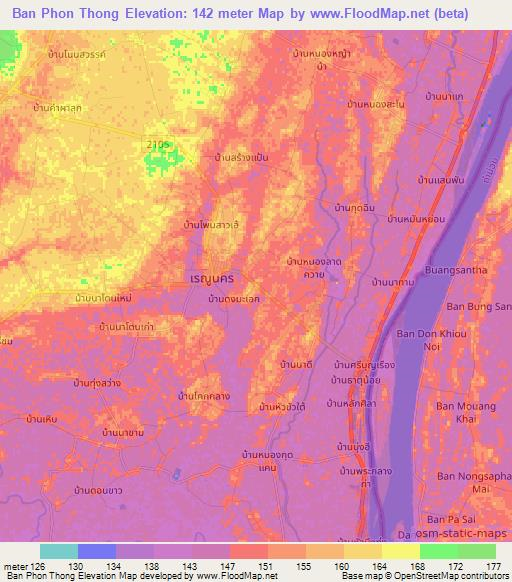 Ban Phon Thong,Thailand Elevation Map