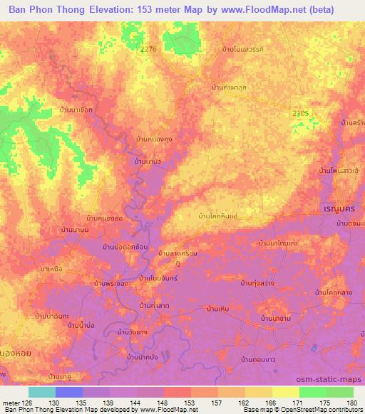 Ban Phon Thong,Thailand Elevation Map