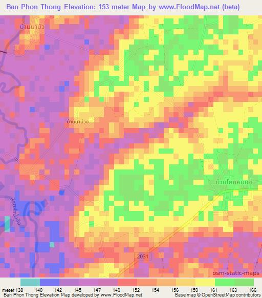 Ban Phon Thong,Thailand Elevation Map