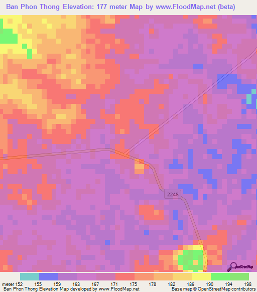 Ban Phon Thong,Thailand Elevation Map