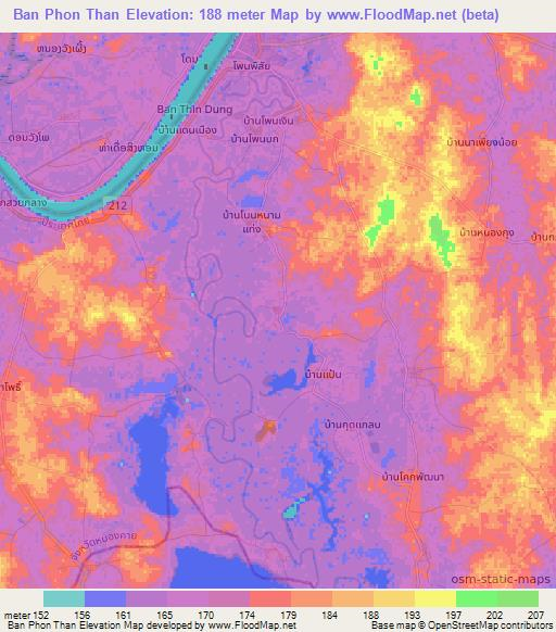 Ban Phon Than,Thailand Elevation Map