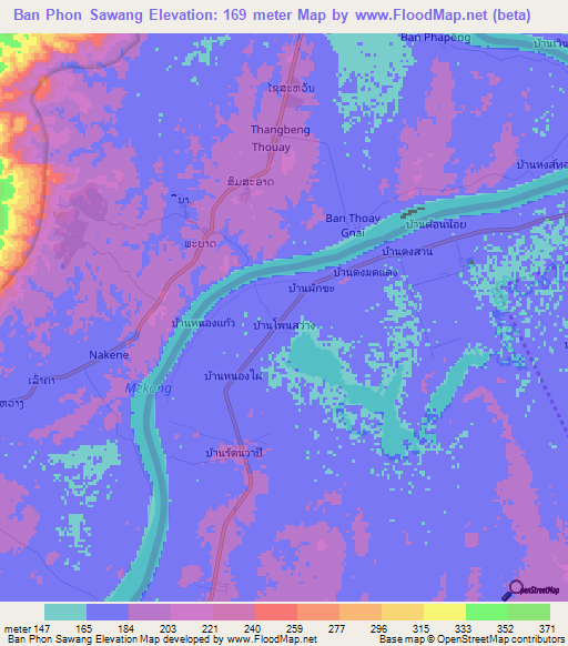 Ban Phon Sawang,Thailand Elevation Map
