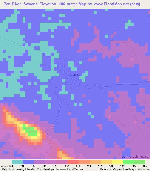 Ban Phon Sawang,Thailand Elevation Map