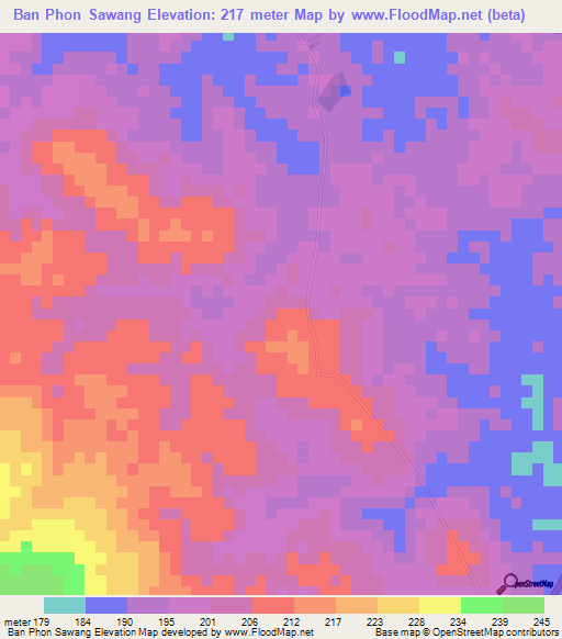 Ban Phon Sawang,Thailand Elevation Map