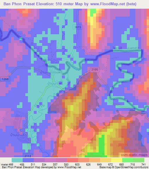 Ban Phon Prasat,Thailand Elevation Map