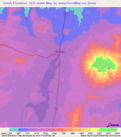 Gendi,Tanzania Elevation Map
